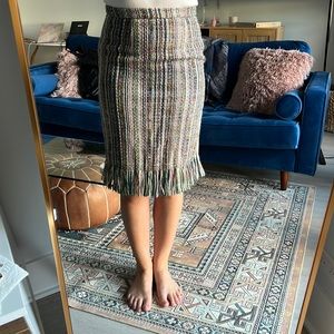 Anthropologie tweak tassel skirt, multi color